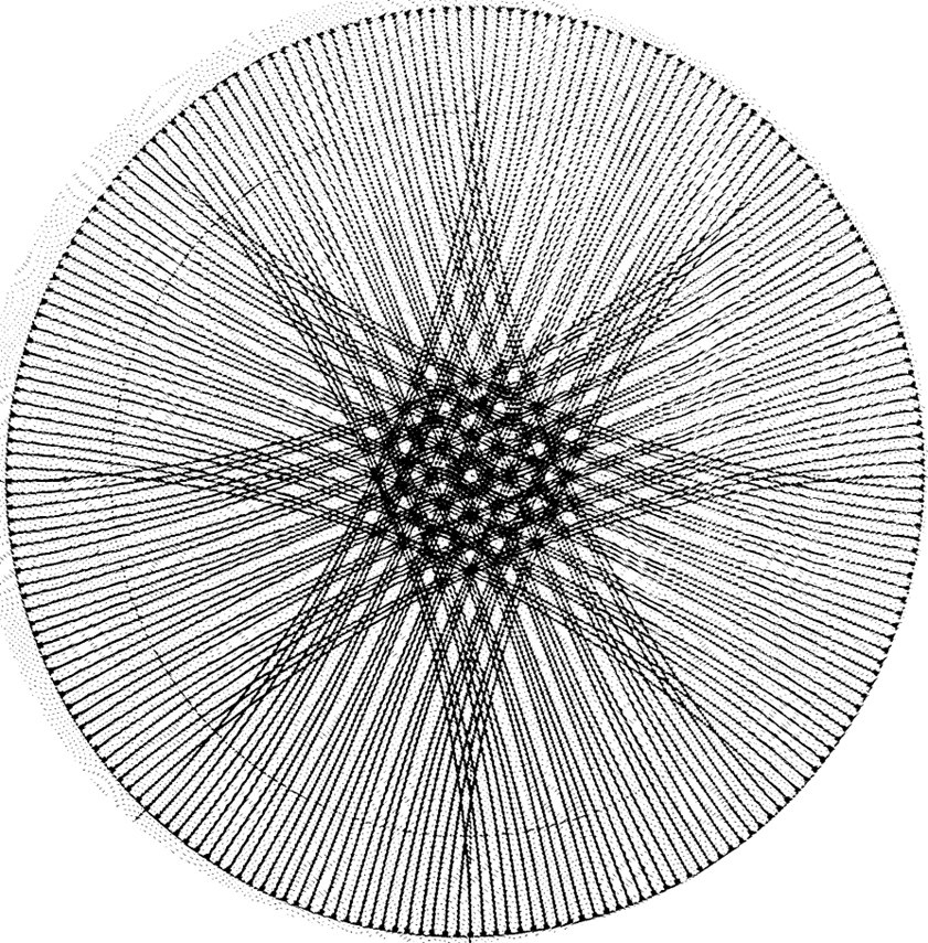 Geometrisches Muster aus Linien, das einen sternförmigen Netzstruktur-Effekt erzeugt.